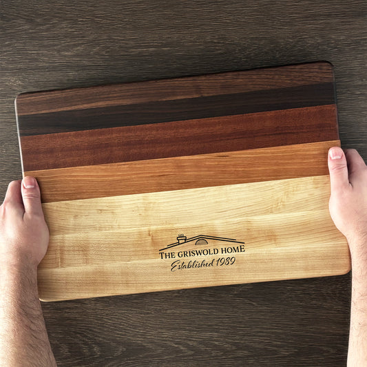 Personalized Housewarming Cutting Board, Reversible, Custom Engraved New Home Gift, 18x12