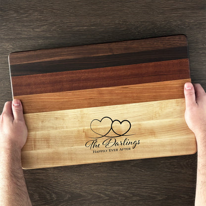 Personalized Couples Cutting Board, Reversible, Custom Name Engraved Gift, 18x12x1.4