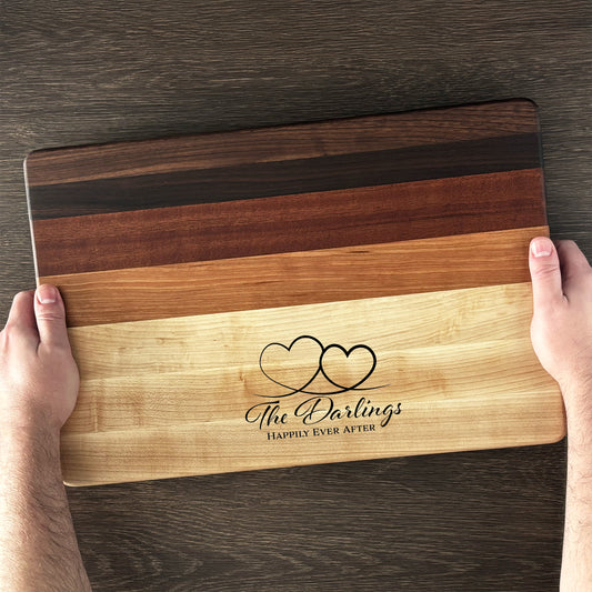 Personalized Couples Cutting Board, Reversible, Custom Name Engraved Gift, 18x12x1.4