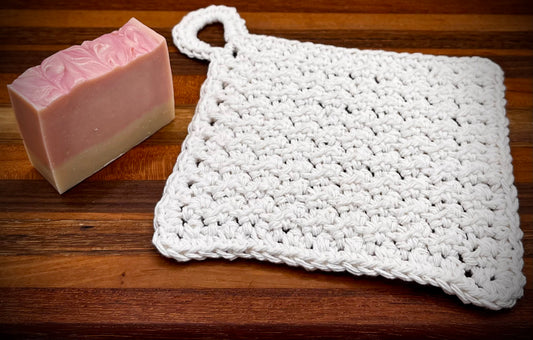 100% Cotton Crocheted Wash Cloth - Reusable and Eco-Friendly